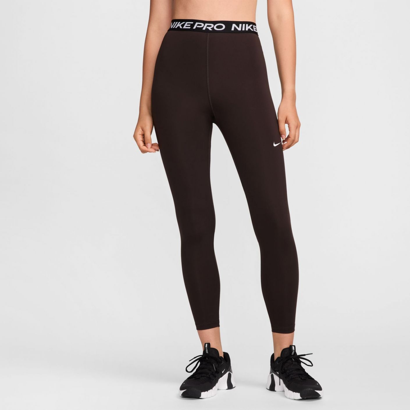 Nike Pro Women'S High-Waisted 7/8 Mesh-Paneled Leggings Velvet Brown