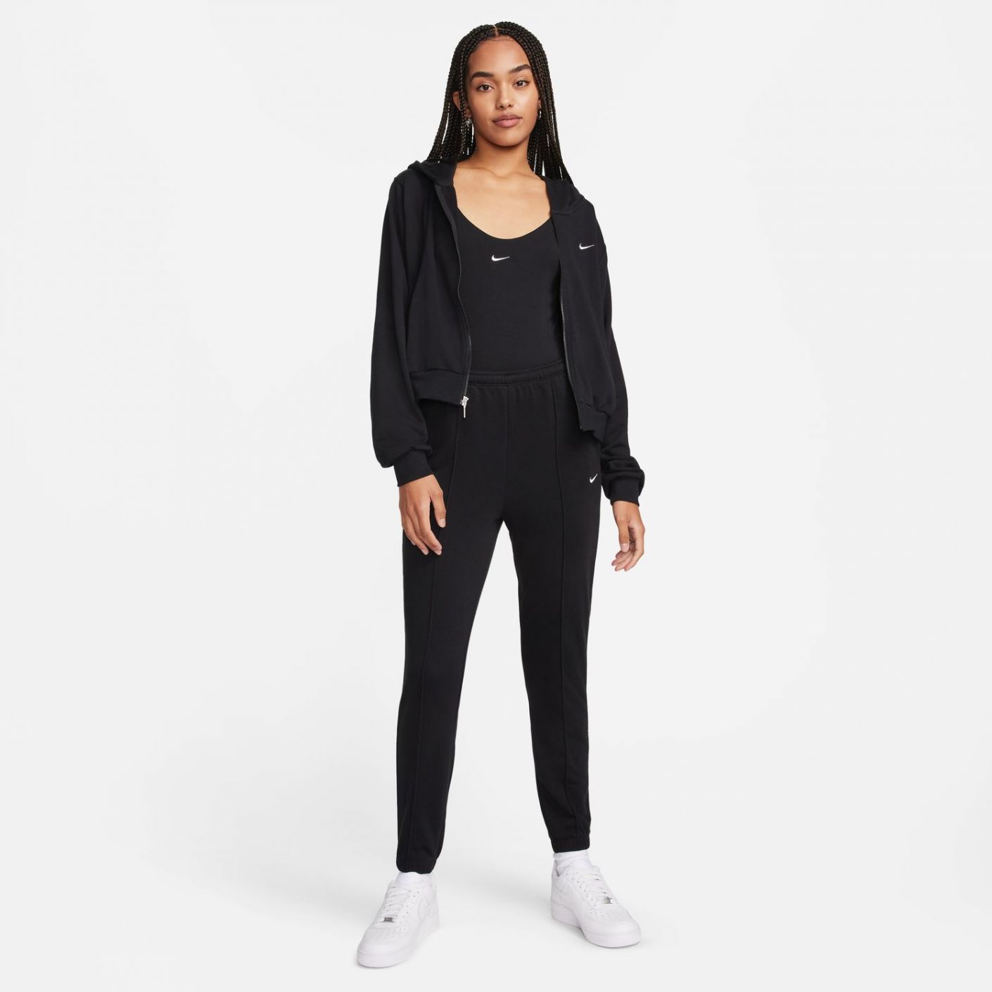 Nike Sportswear Chill Terry Slim Fit High Waisted French Terry Tracksuit Trousers Women Black Sail