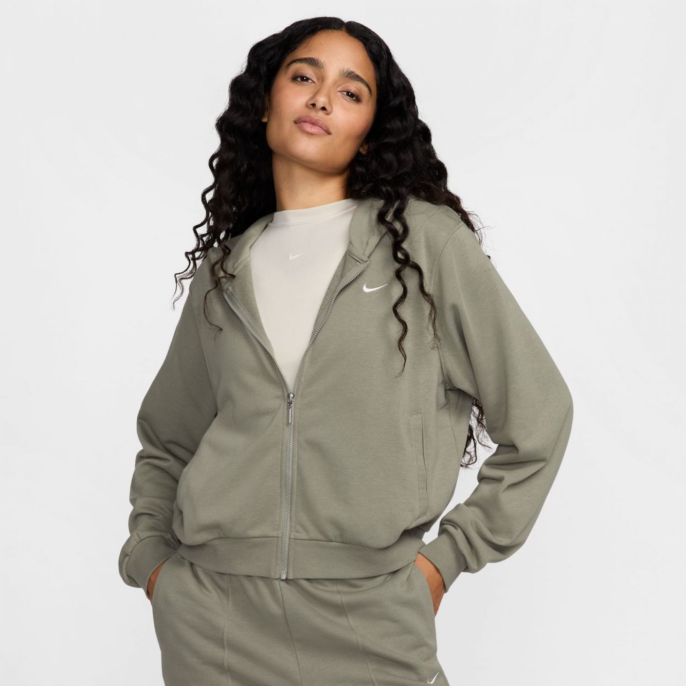 Nike Sportswear Chill Terry Women's Full-Zip French Terry Loose Hoodie Light Army/Sail