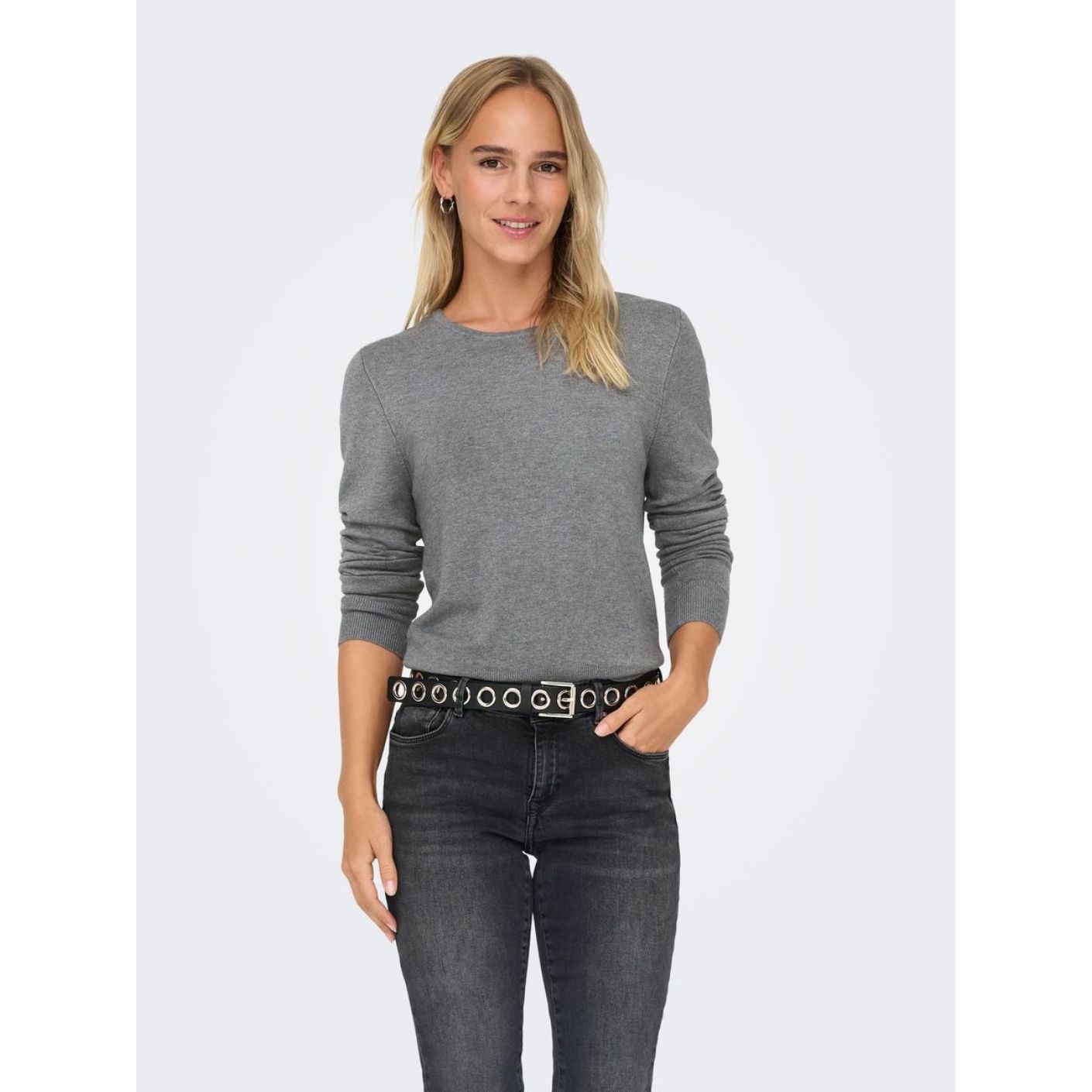 Only Pullover Onlvenice Light Grey da Donna