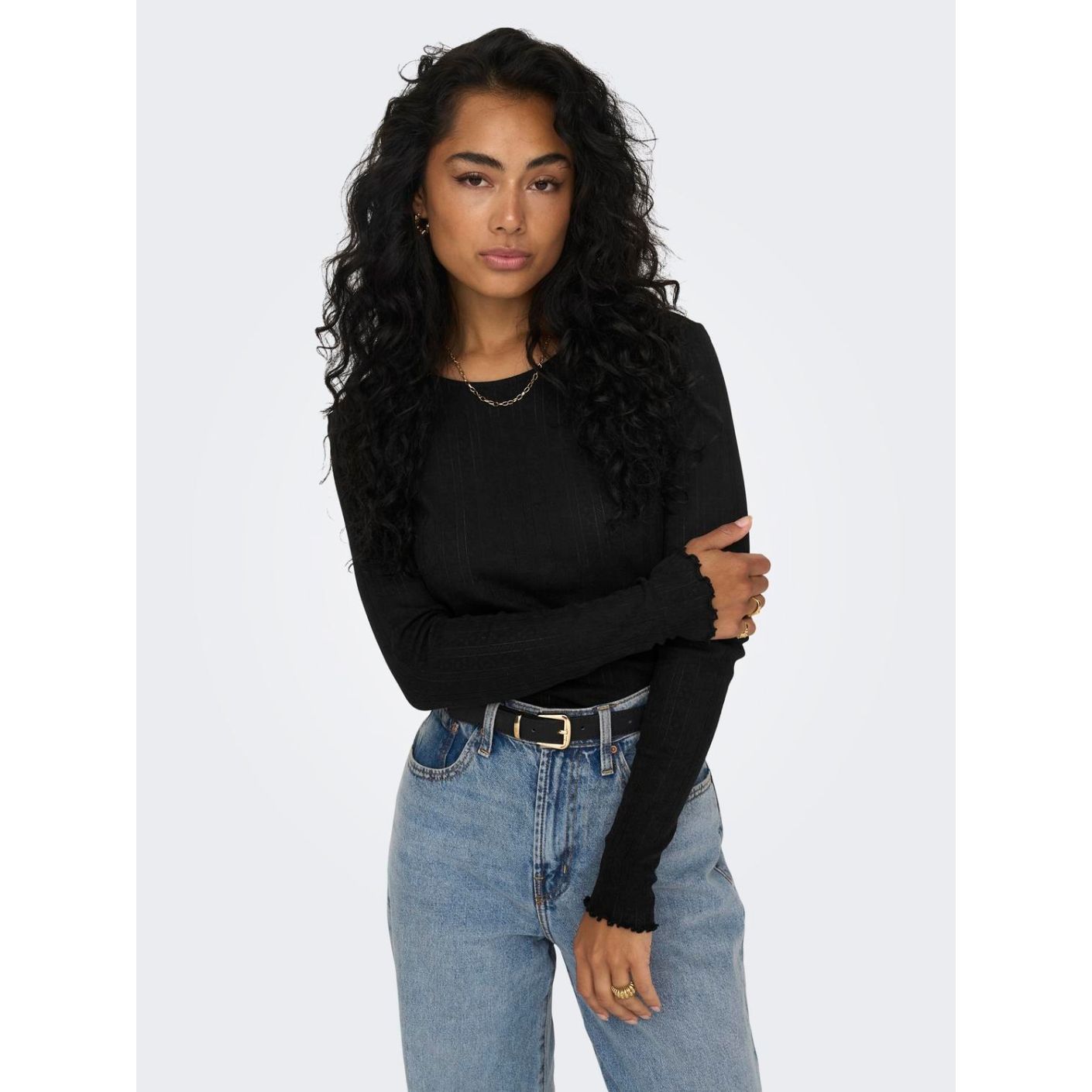 Only Damen Onlcarlotta Schwarzer Pullover