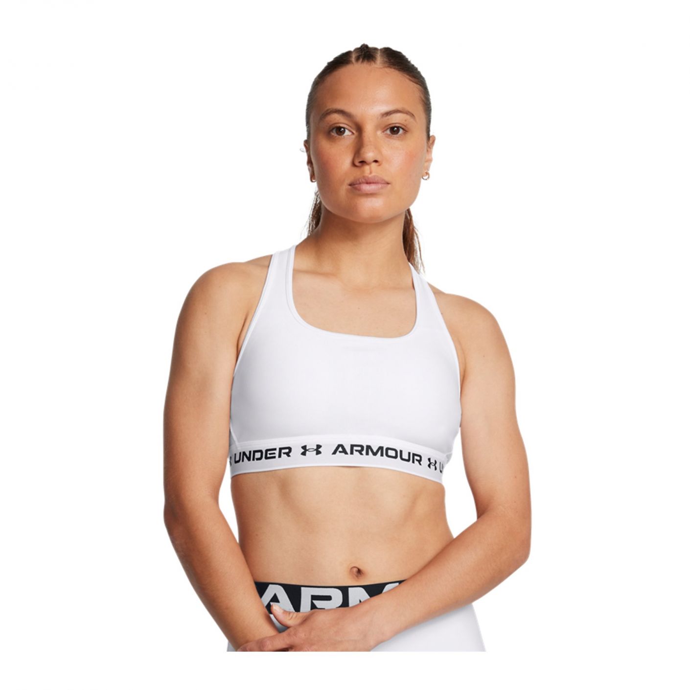 Under Armor Crossback Mid Bra White/Black