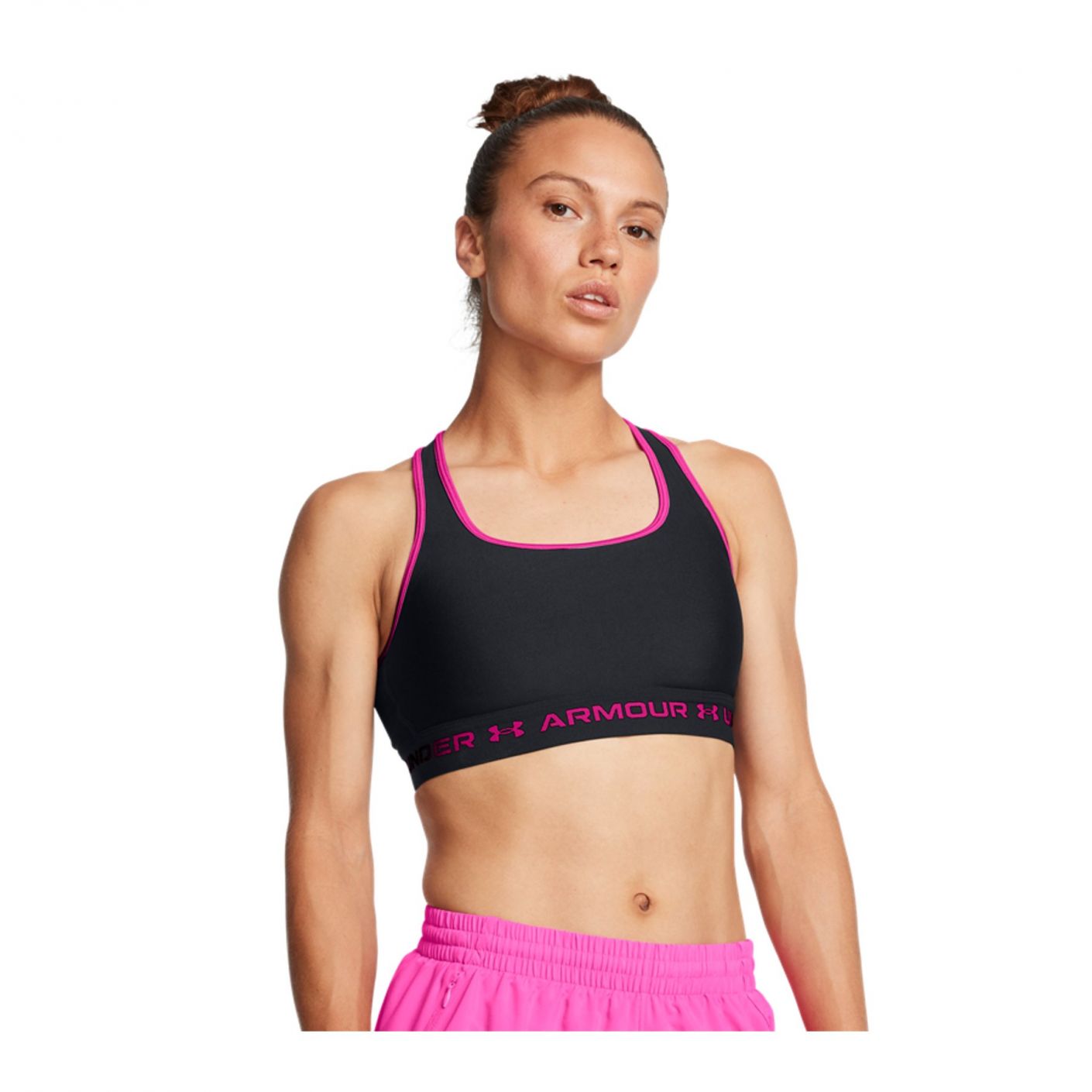 Under Armor Crossback Mid Bra Black/Rebel Pink