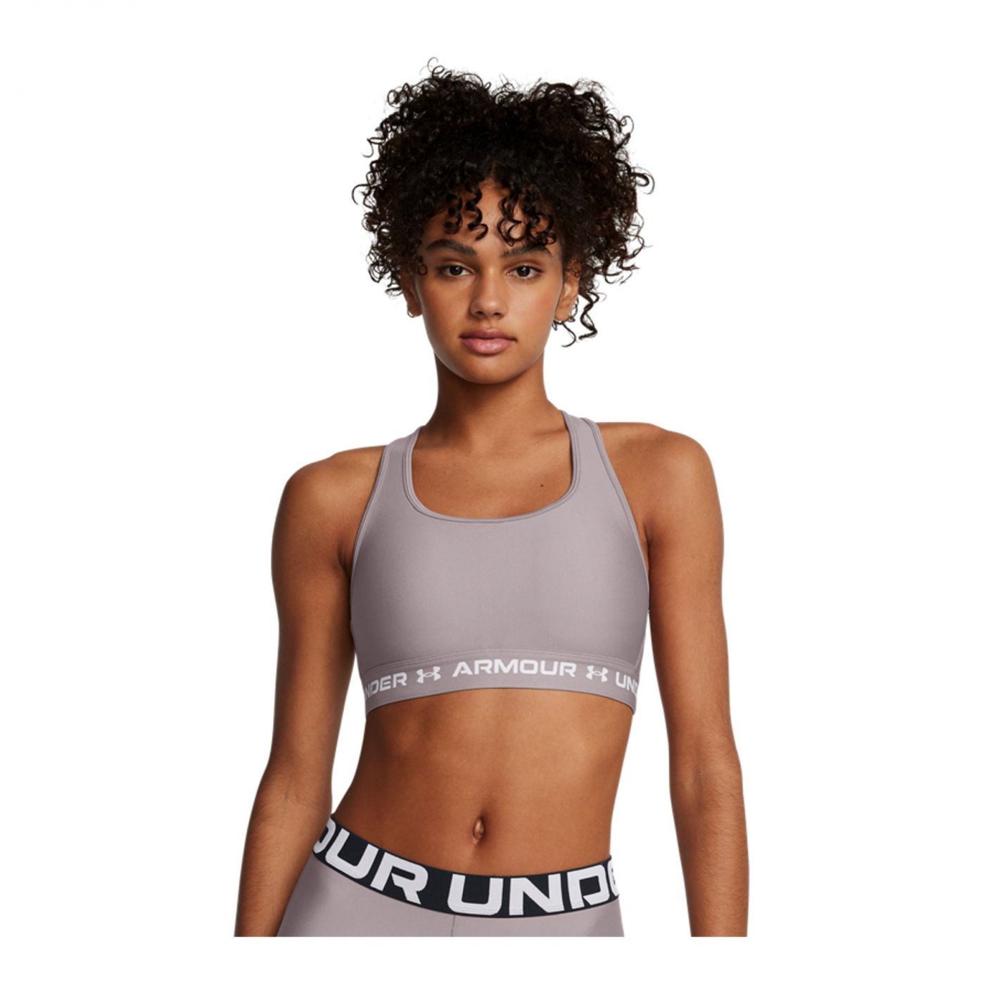 Under Armor Crossback Mid Bra Tetra Grey/White