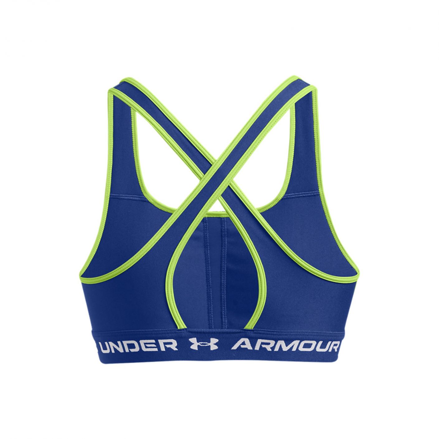 Under Armor Crossback Mid Bra Tech Blue/Retro Green