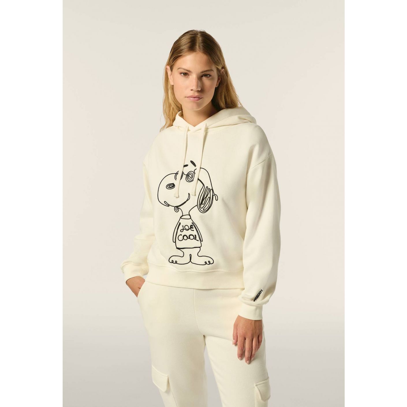 Freddy Felpa donna oversize con cappuccio e Snoopy ricamato