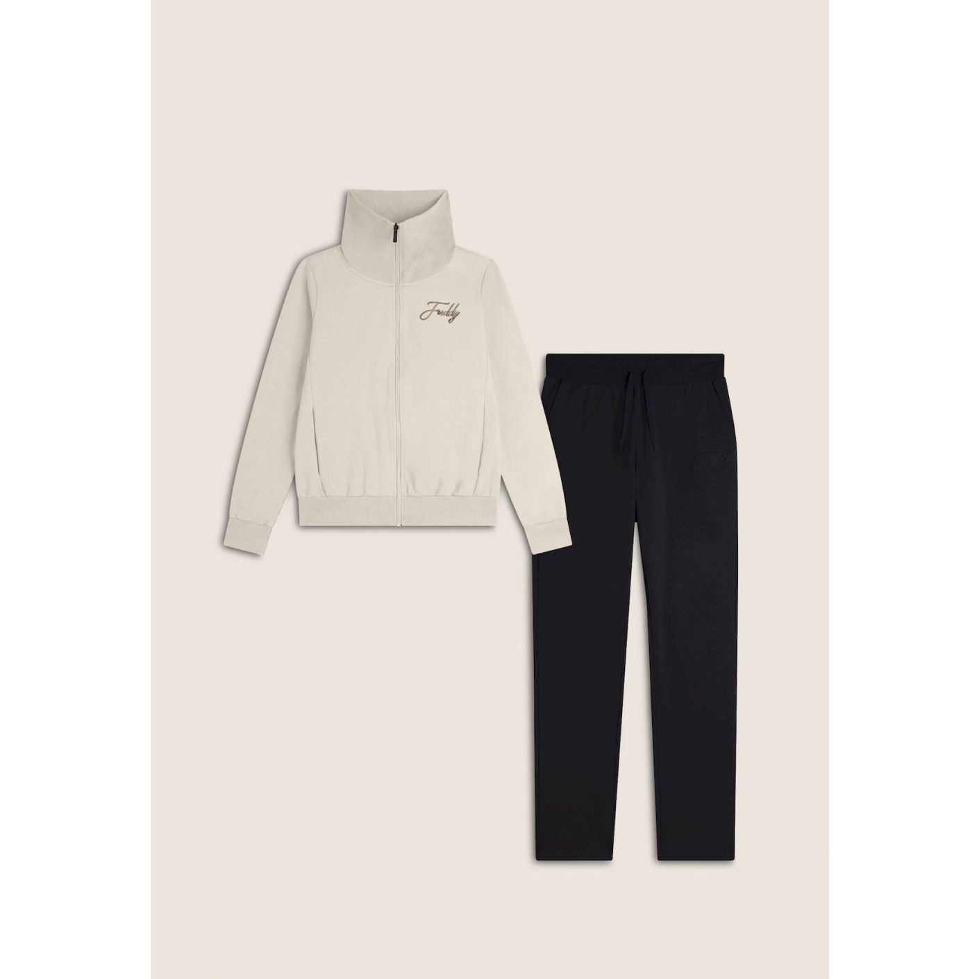 Freddy Women's Tracksuit in Fleece with Zip and Wide Ribbed Collar