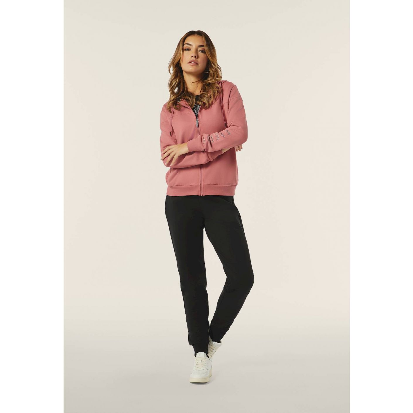 Freddy Women's Tracksuit in Zip-Up Fleece with Animal Print Lined Hood