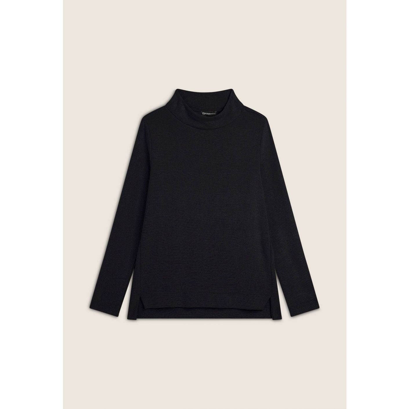 Freddy Women's sweatshirt with mandarin collar in ottoman cannetè viscose