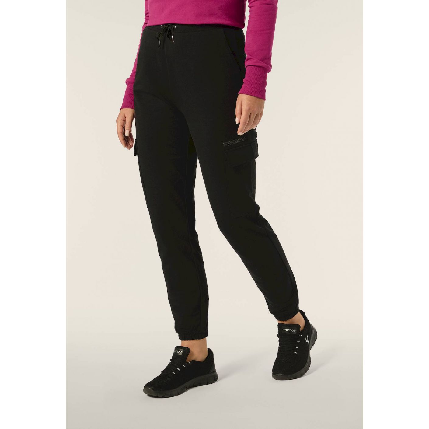 Freddy Pantaloni cargo regular fit da donna in felpa garzata