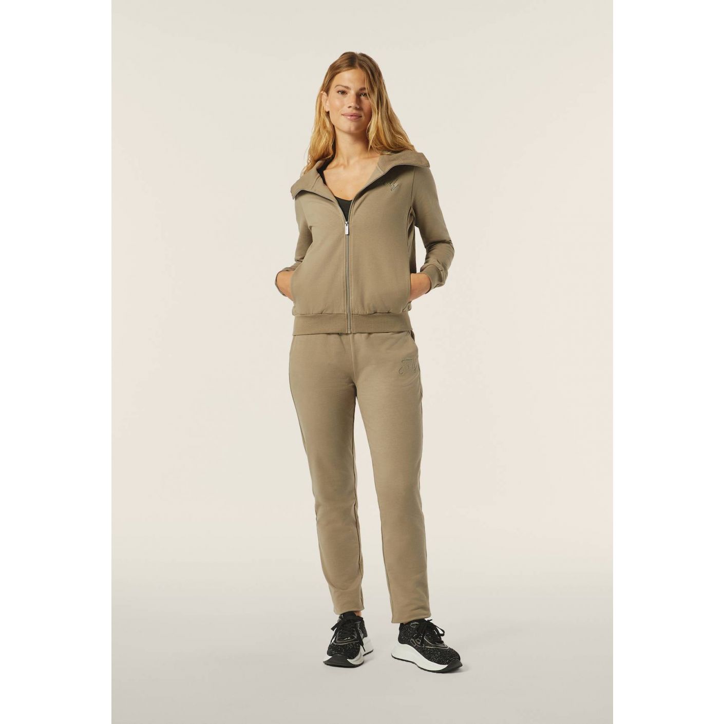 Freddy Women's Tracksuit in Fleece with Zip and Wide Ribbed Collar