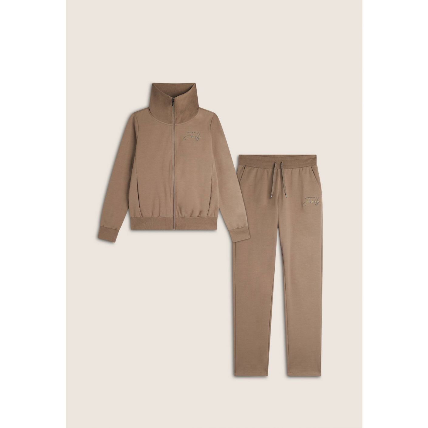 Freddy Women's Tracksuit in Fleece with Zip and Wide Ribbed Collar