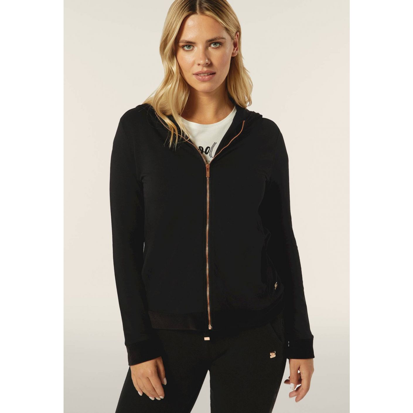 Freddy Women's Viscose Sweatshirt with Zip and Velvet Hood