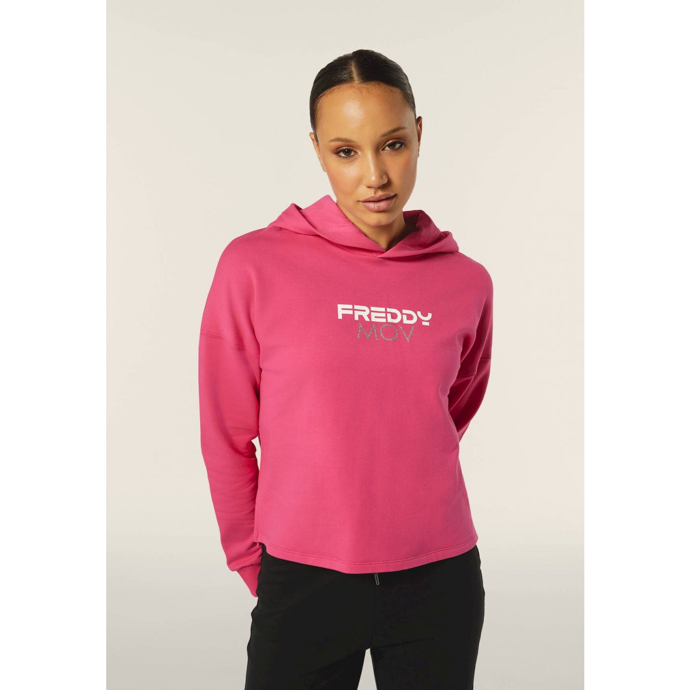 Freddy Women's short-waisted hooded sweatshirt with print