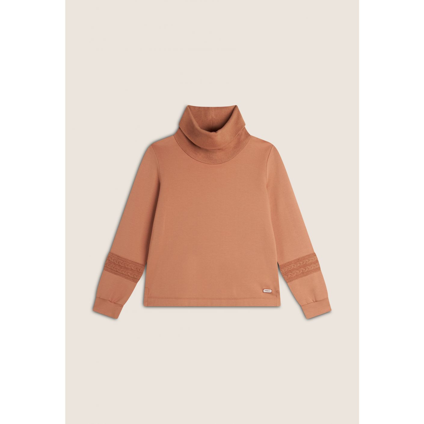 Freddy Sweatshirt with ribbed high neck and cable knit inserts