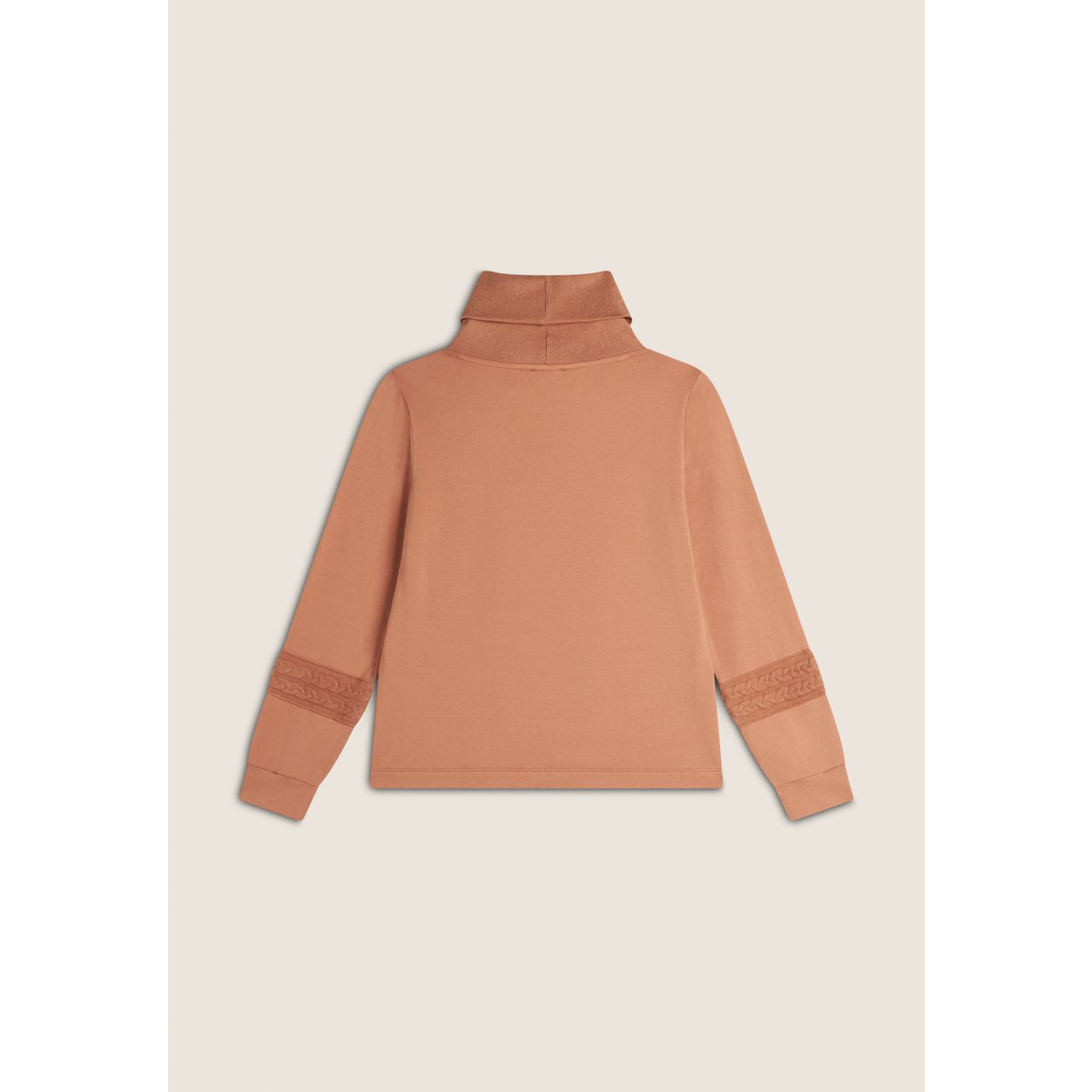 Freddy Sweatshirt with ribbed high neck and cable knit inserts