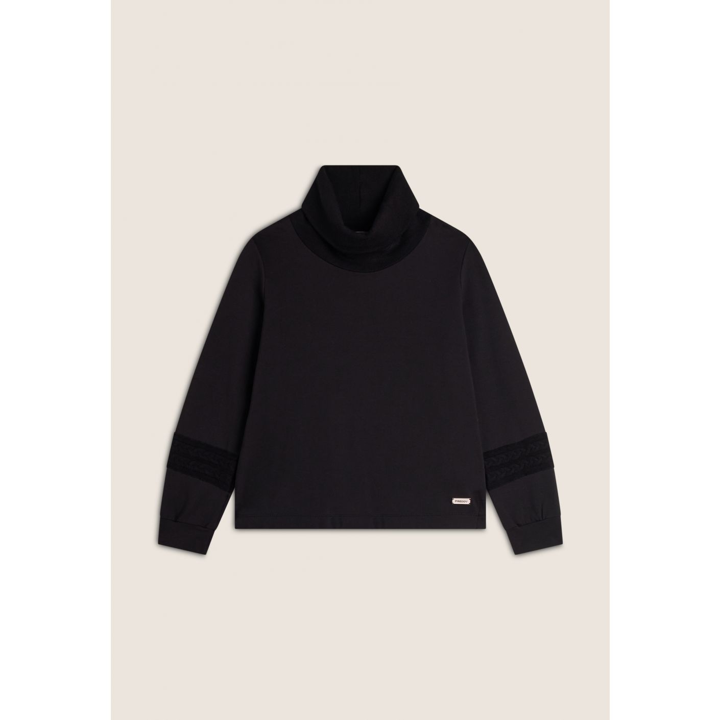 Freddy Sweatshirt with ribbed high neck and cable knit inserts