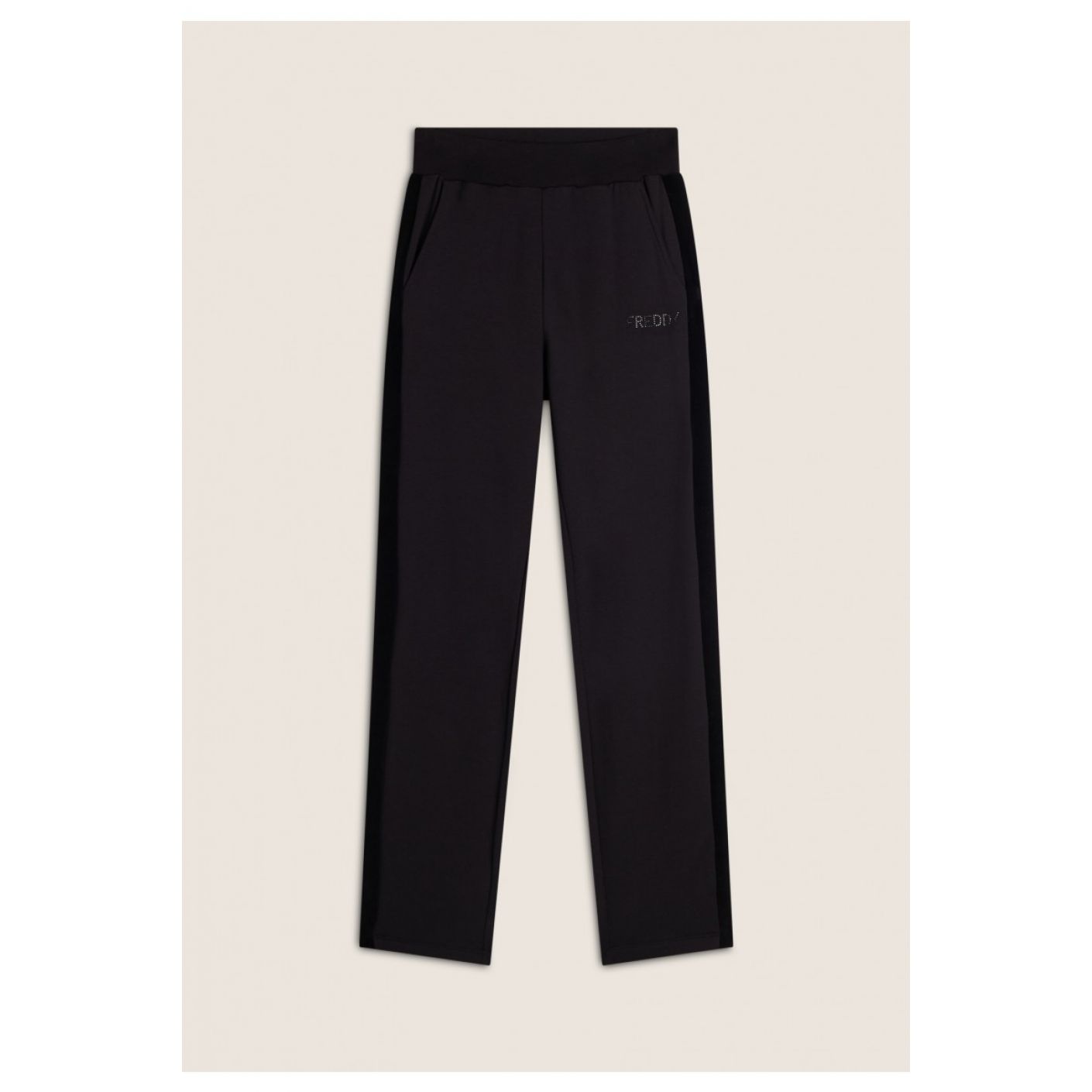 Freddy Women's Viscose Fleece Trousers with Black Velvet Bands