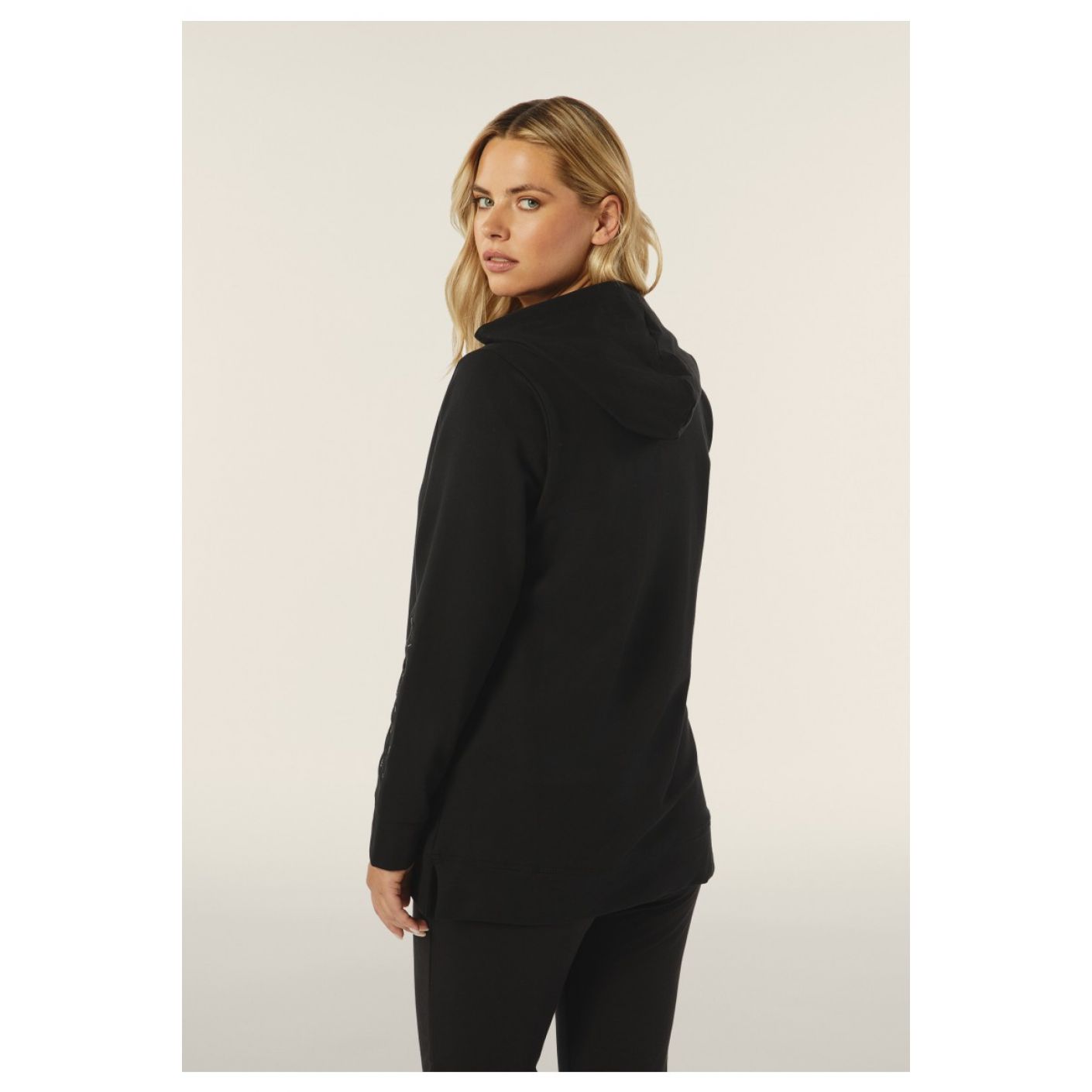 Freddy Women's Oversized Hoodie Zip Up Sweatshirt with Embroidered Logo Black