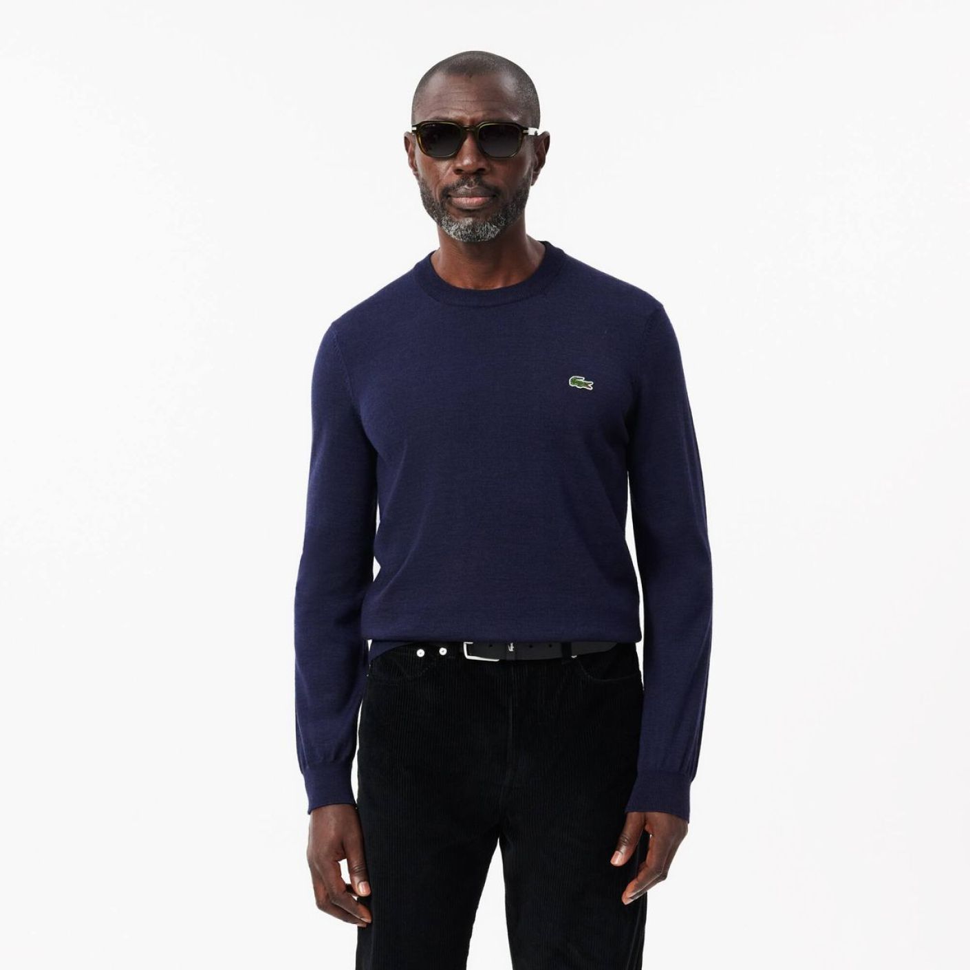 Lacoste Pullover girocollo in lana Blu Navy da Uomo