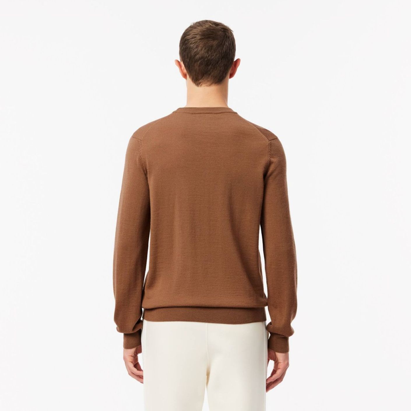 Lacoste Pullover girocollo in lana Marrone da Uomo