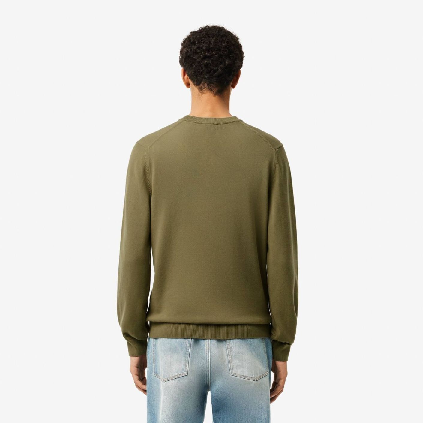 Lacoste Pullover da Uomo con Collo Rotondo Organico Verde Cachi-BMY da Uomo