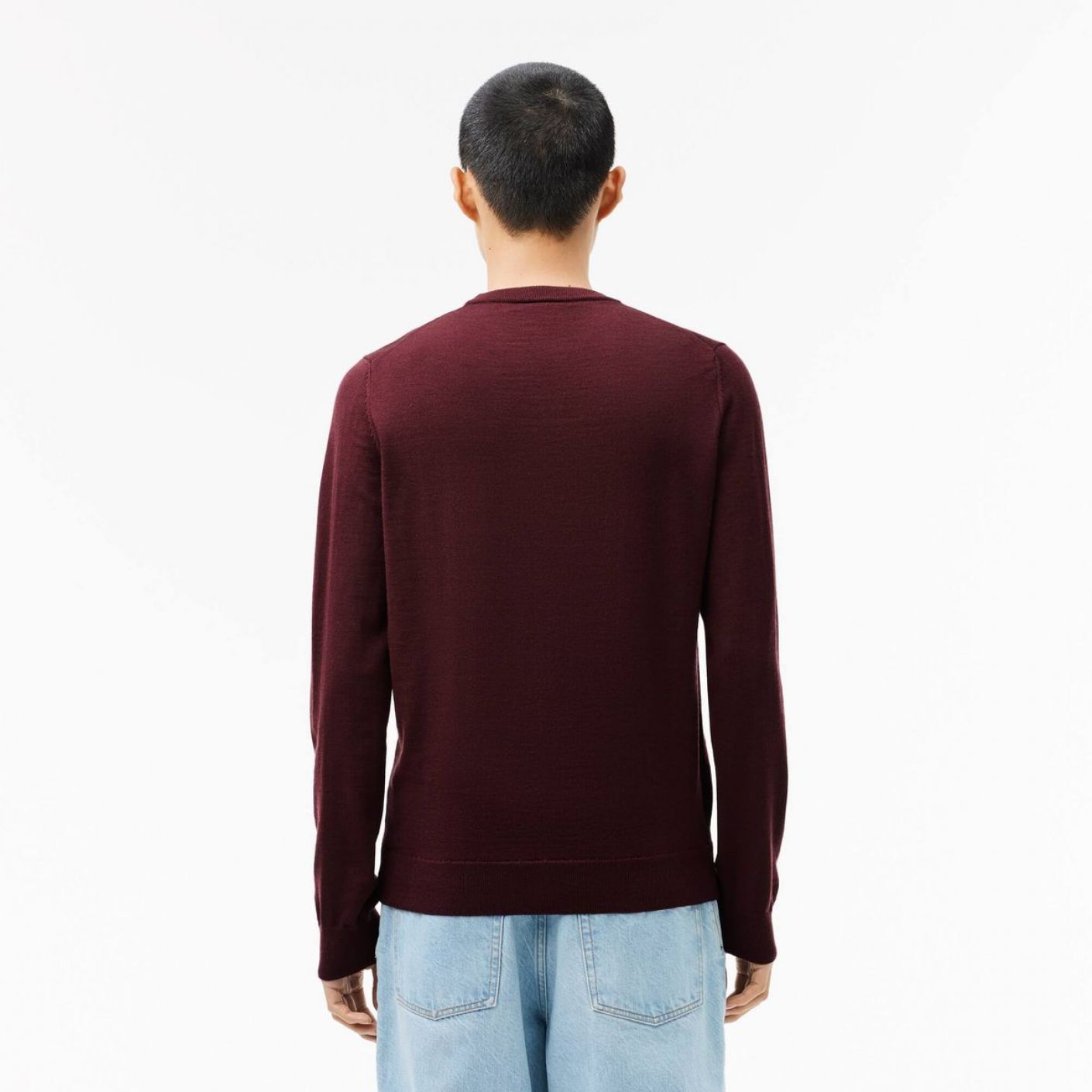 Lacoste Pullover da Uomo in lana con Collo Rotondo Bordeaux Scuro