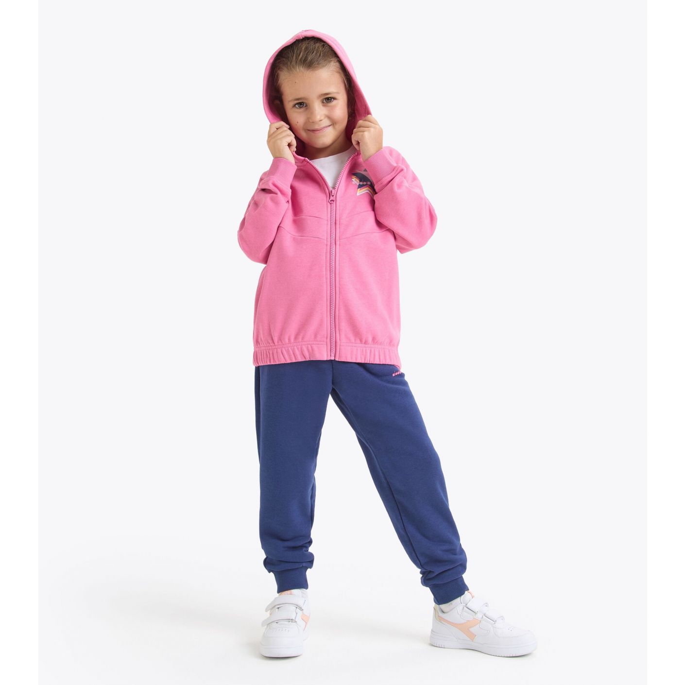 Diadora Tuta HD FZ Logo Rosa Chateau da Bambina