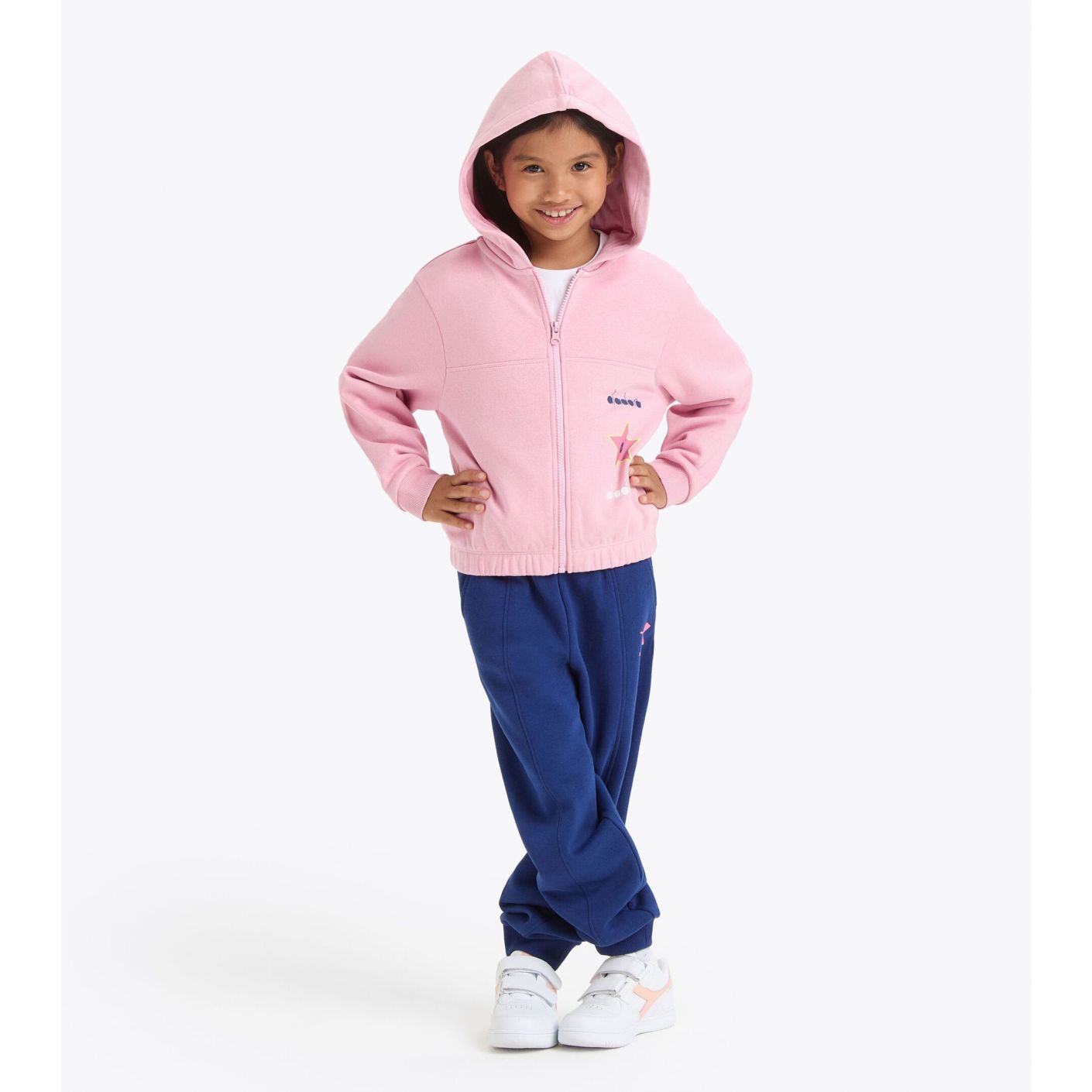 Diadora Tuta HD FZ Logo Rosa Cammeo da Bambina