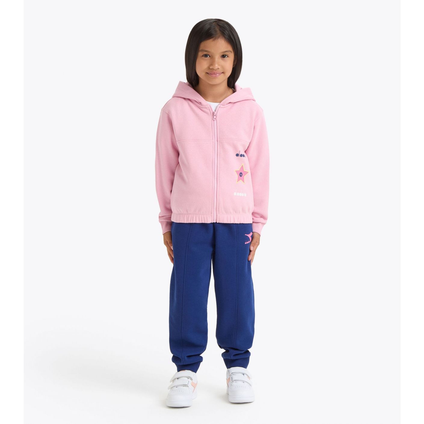 Diadora Tuta HD FZ Logo Rosa Cammeo da Bambina