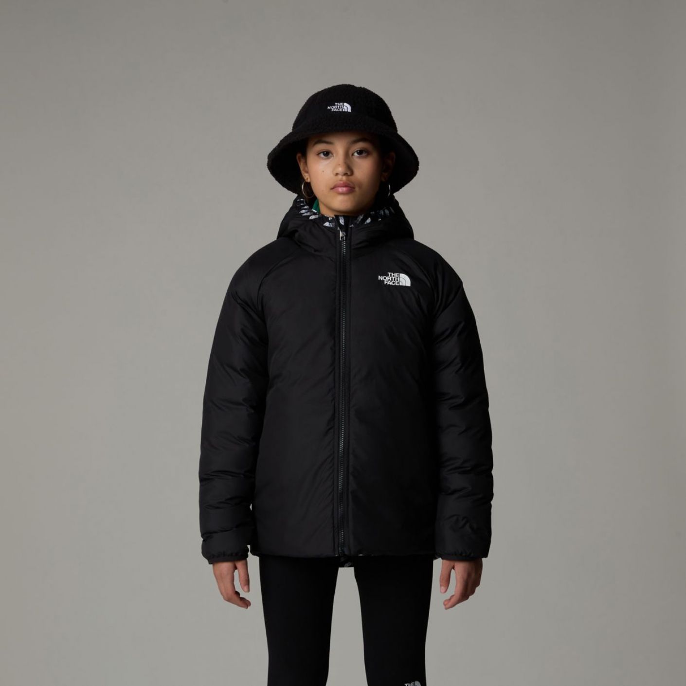 The North Face Reversible Perrito Hooded Jacket Tnf Black Vector Field Da Ragazza