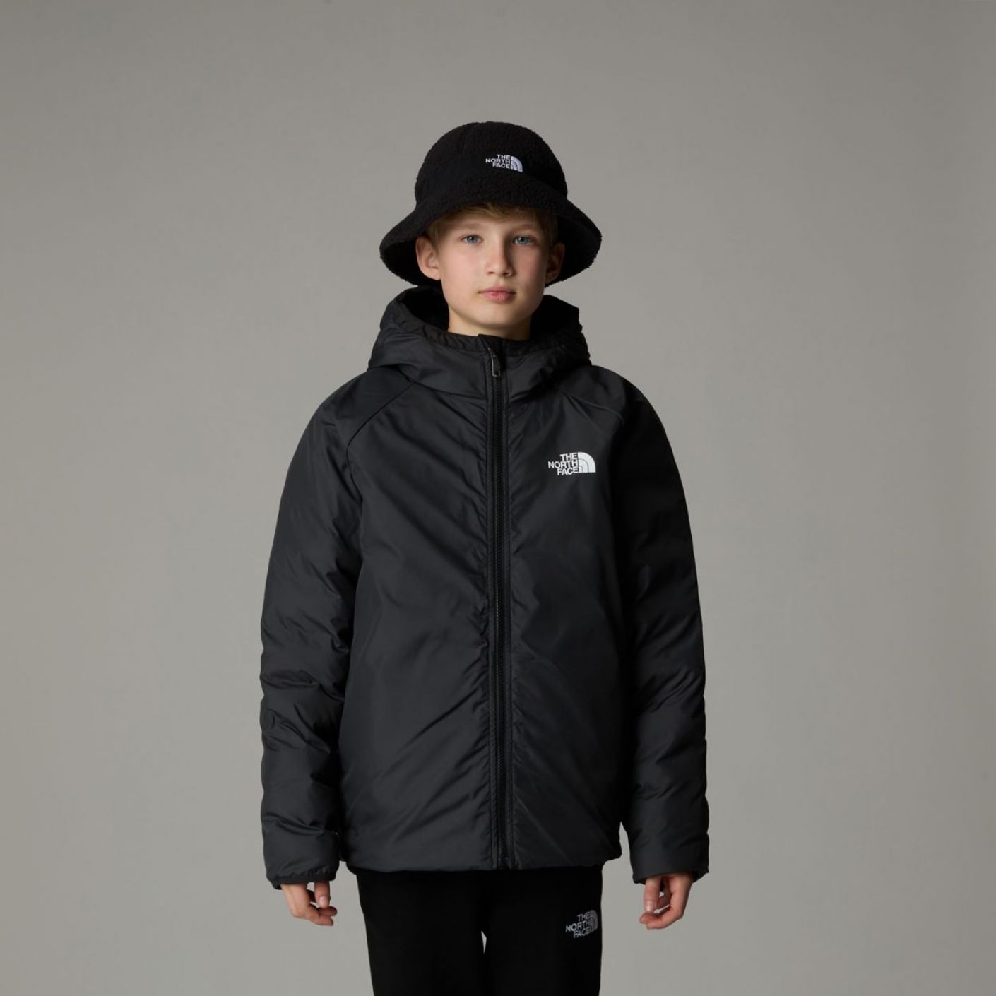 The North Face Reversible Perrito Hooded Jacket Tnf Black Da Ragazzo