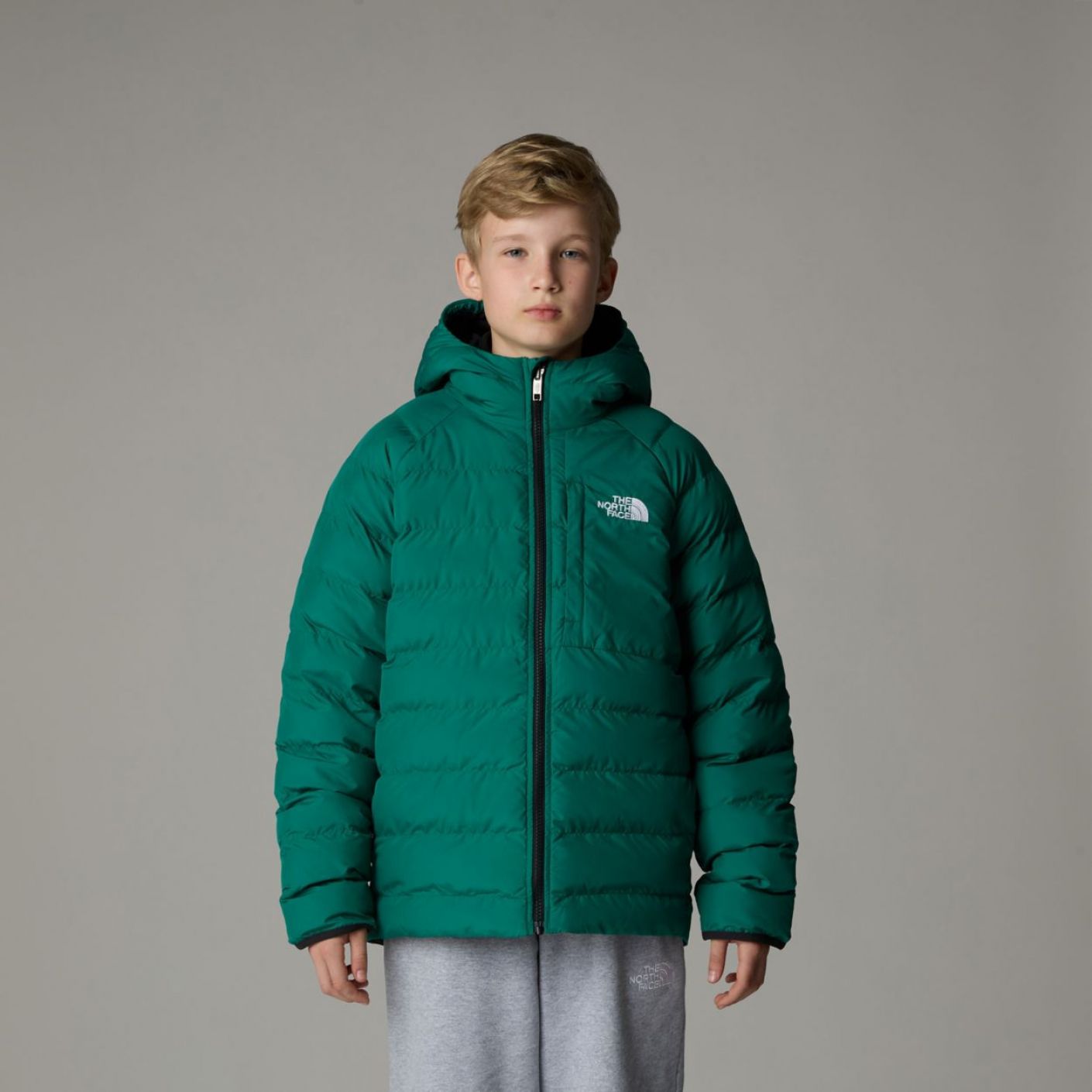 The North Face Reversible Perrito Hooded Jacket Evergreen Da Ragazzo