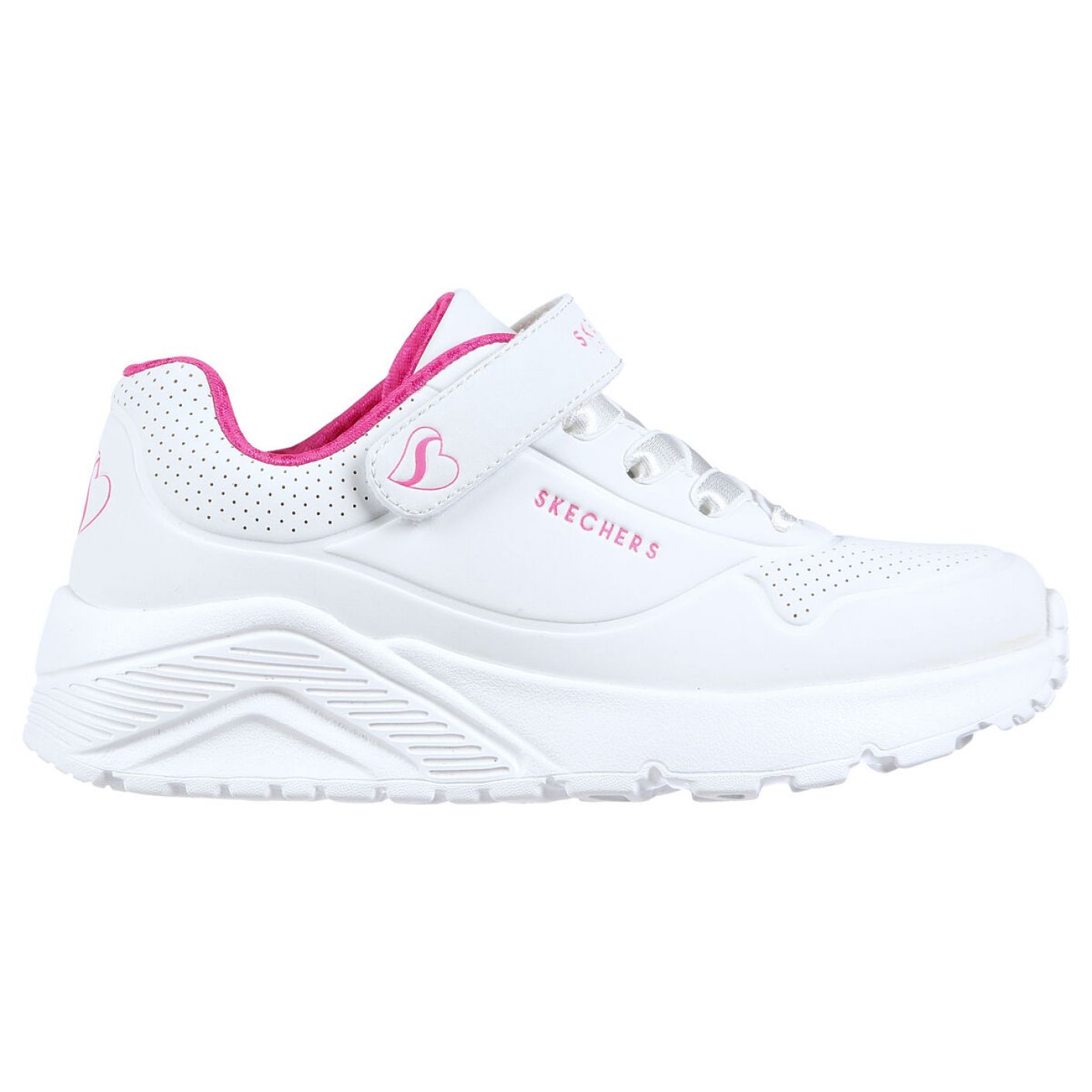 Skechers Uno Lite Bianco/Rosa Fluo da Bambina