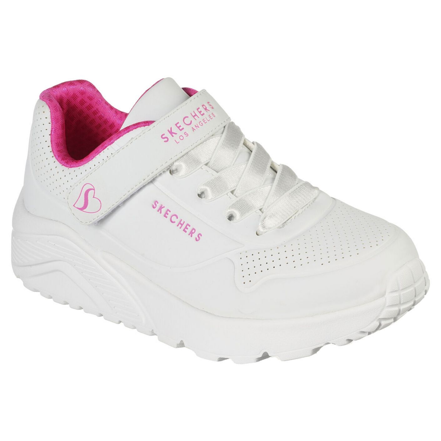 Skechers Uno Lite Bianco/Rosa Fluo da Bambina