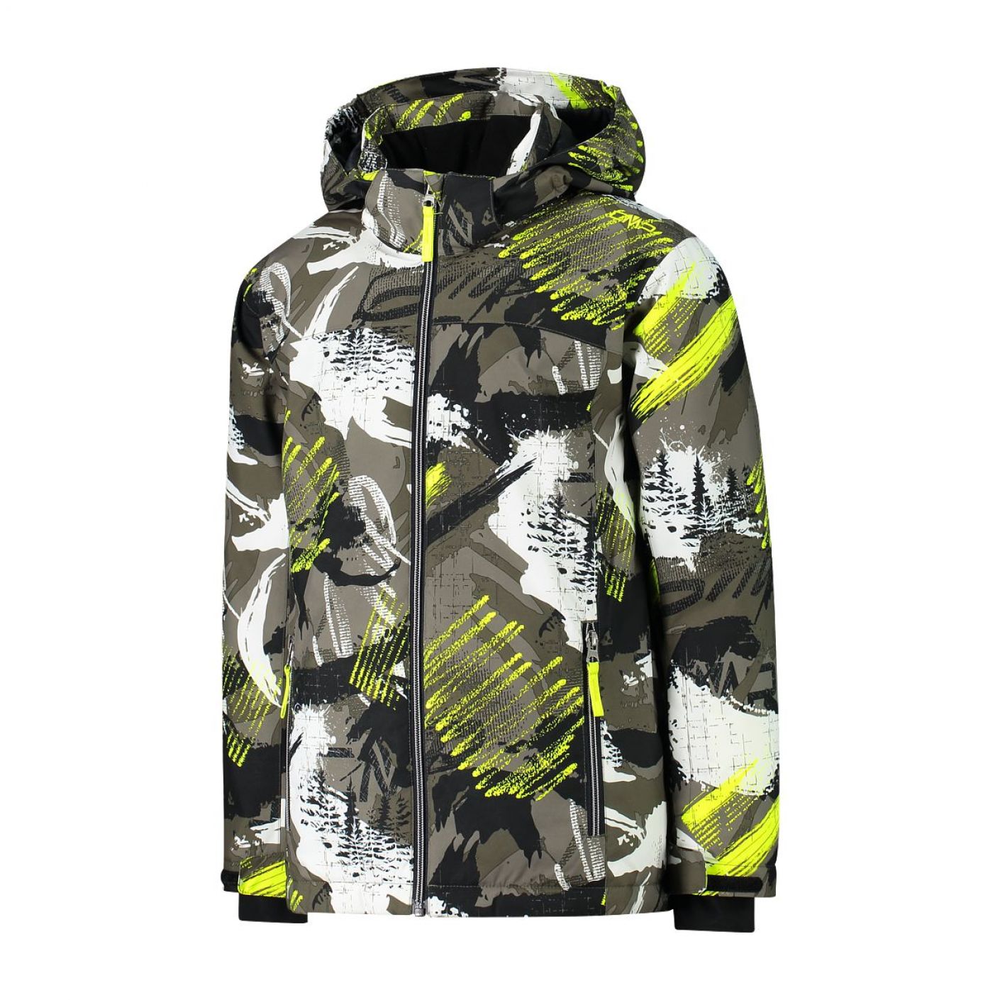 CMP Giacca da Sci da bambino in softshell Olive/Yellow Fluo