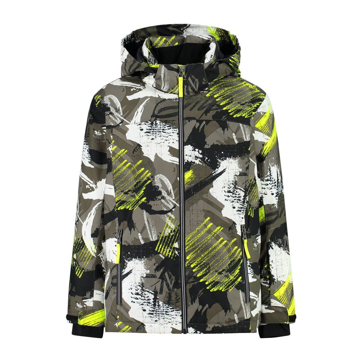 CMP Giacca da Sci da bambino in softshell Olive/Yellow Fluo