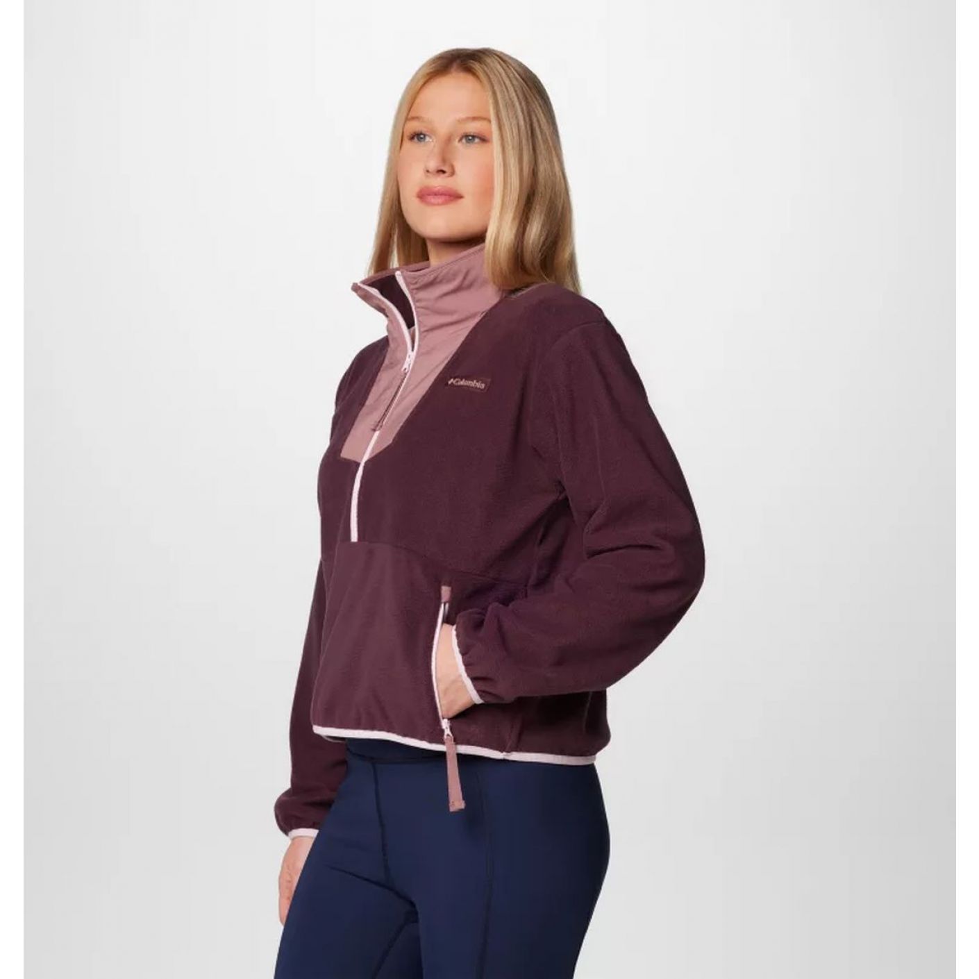 Columbia Pile Sequoia Grove 1/2 Zip Dark Stone/Pink Agave da Donna