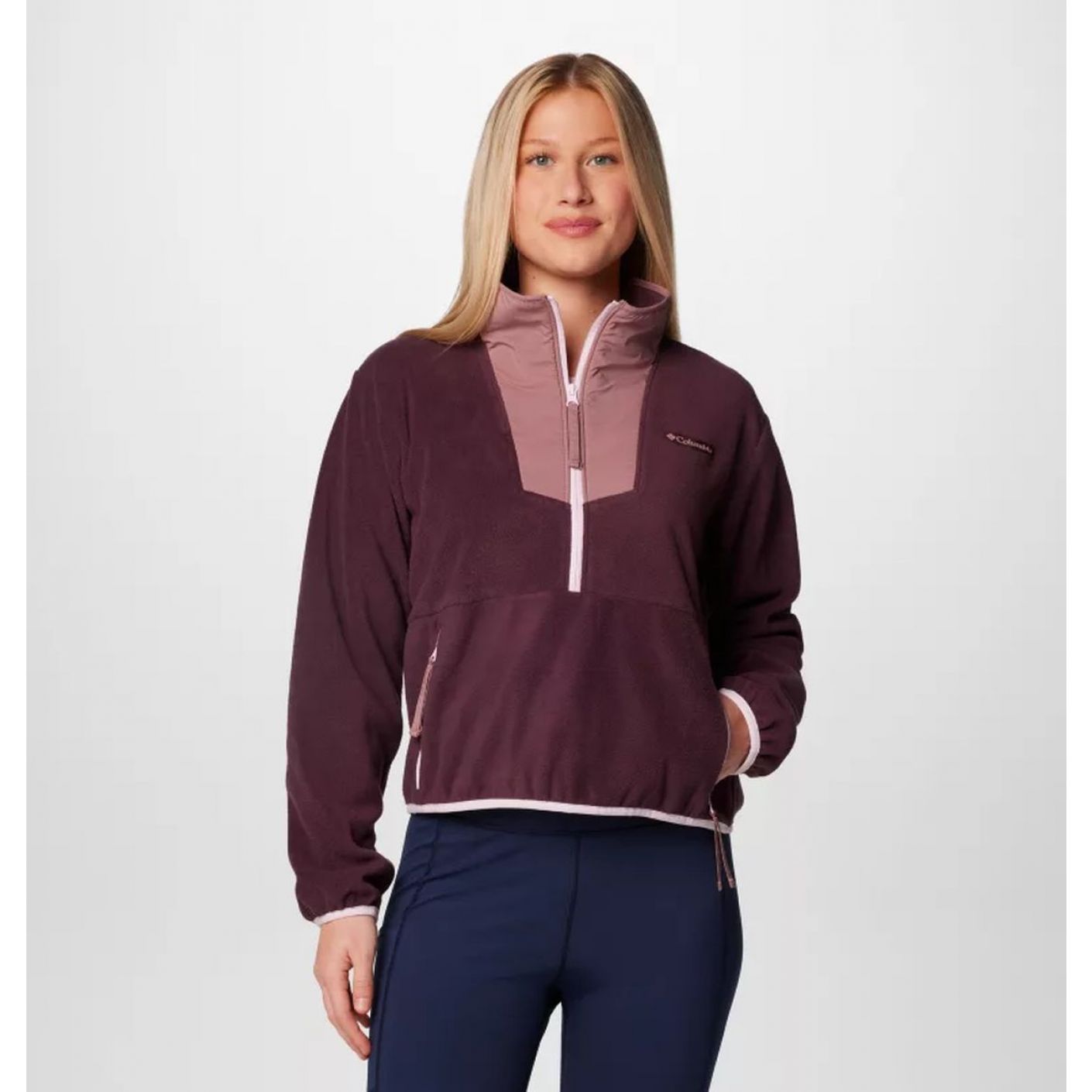 Columbia Pile Sequoia Grove 1/2 Zip Dark Stone/Pink Agave da Donna