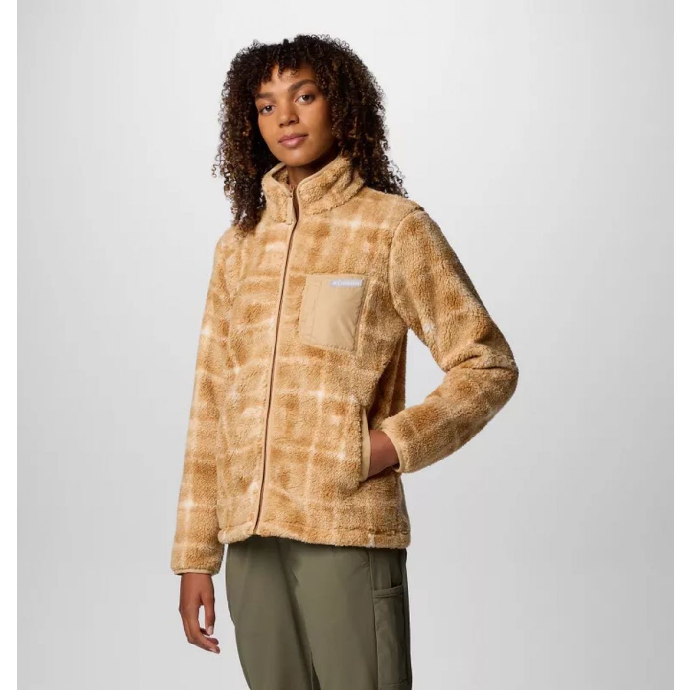 Columbia Camicia Sherpa West Bend II stampata full zip Camel Brown Omblur da Donna