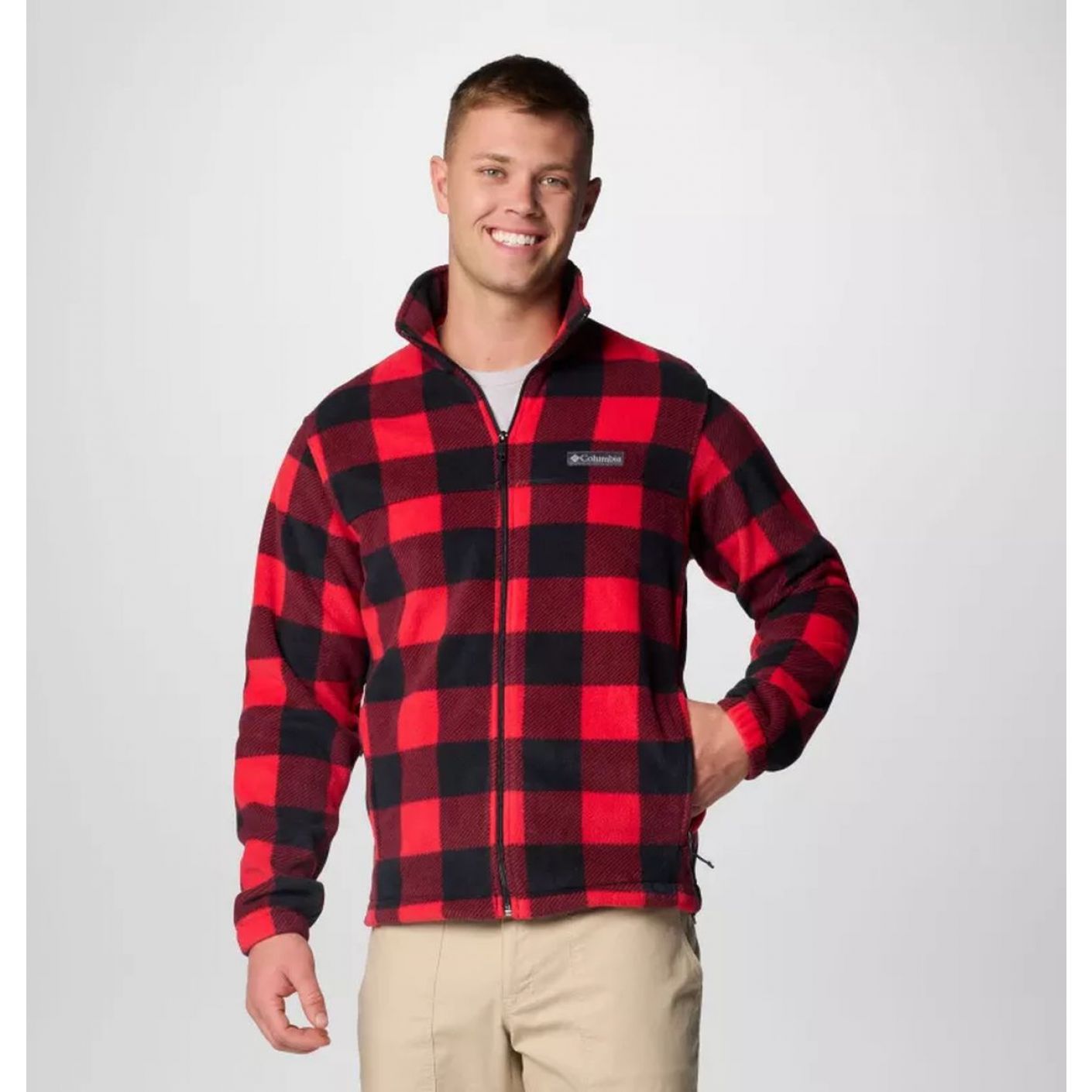 Columbia Steens Mountain Red Check Print Patterned Fleece for Men