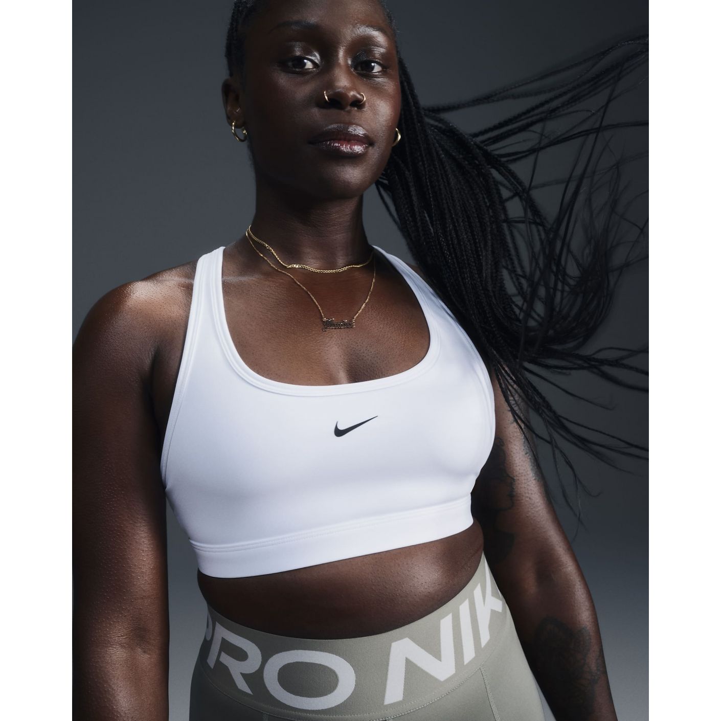 Nike Swoosh Light Support Bra Ungepolstert – Damen Weiß/Schwarz