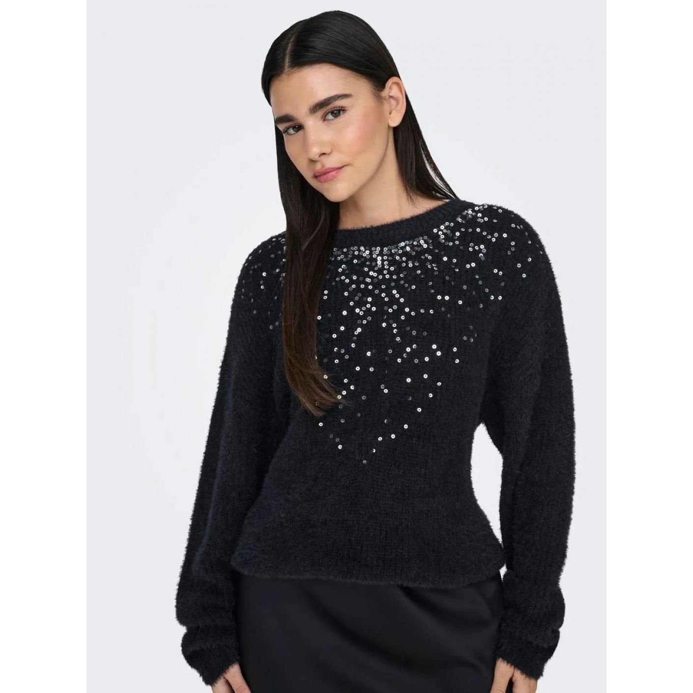 Only Maglia Onlclaris con strass Black da Donna