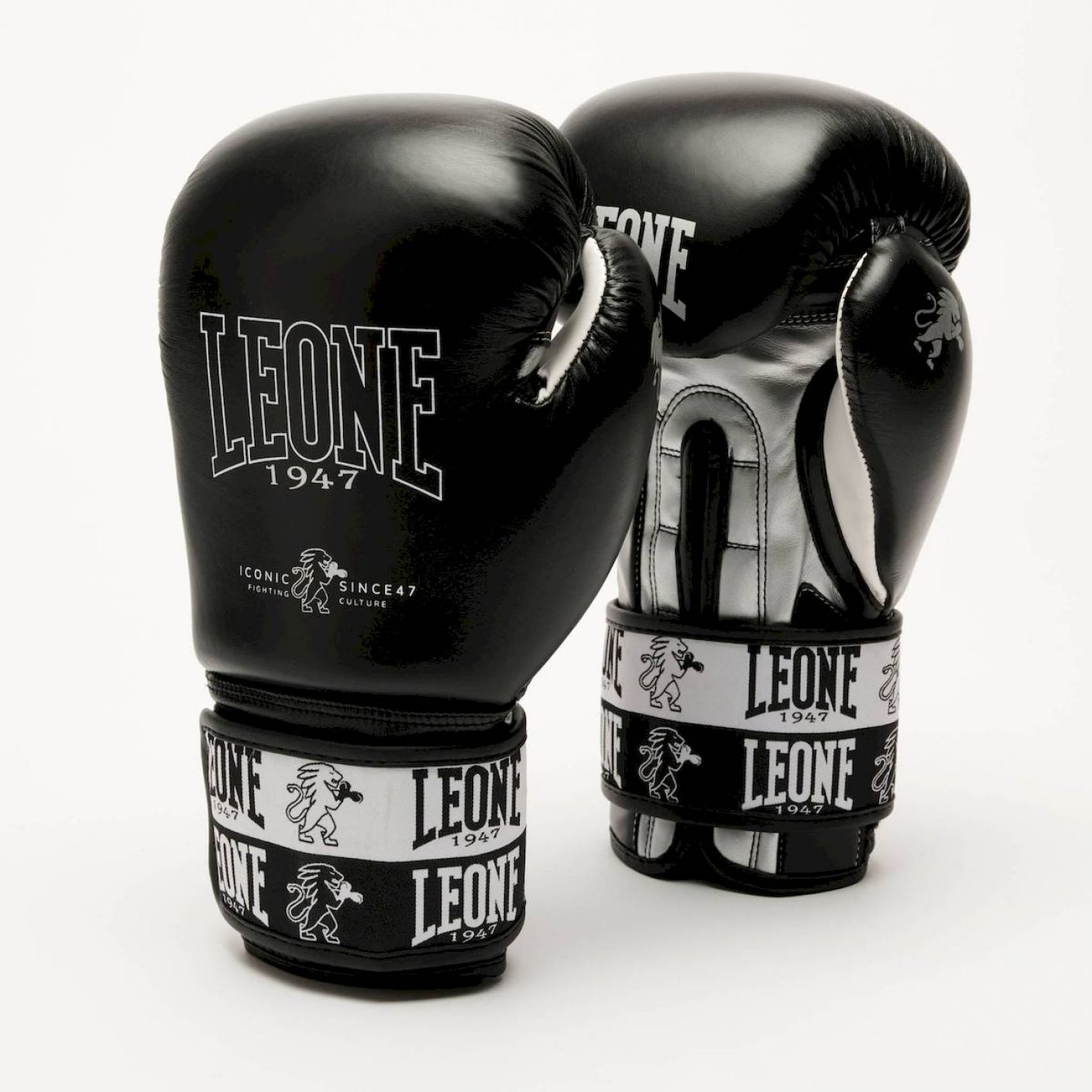 Leone Iconic Black Boxing Gloves Leather Back