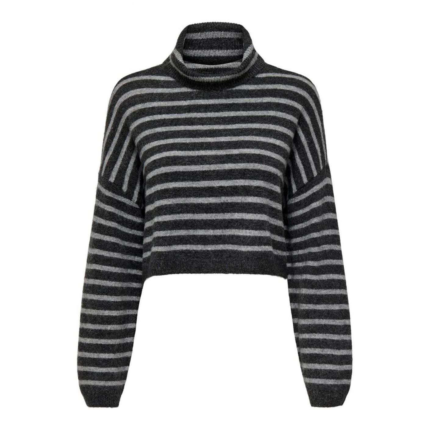 Only Pullover collo alto Onltalio Grey/Dark Grey Melange da Donna