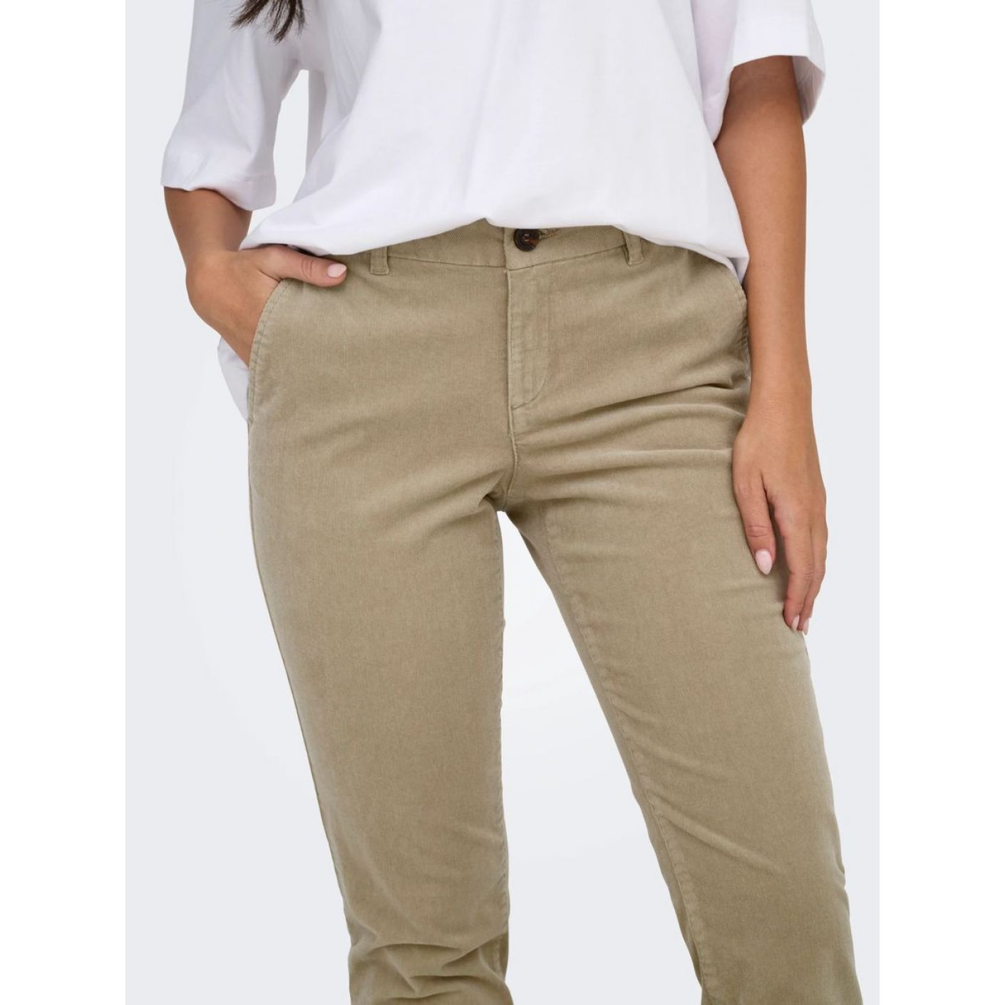 Only Pantaloni Chino Onlbiana regular fit Brown/Weathered Teak da Donna