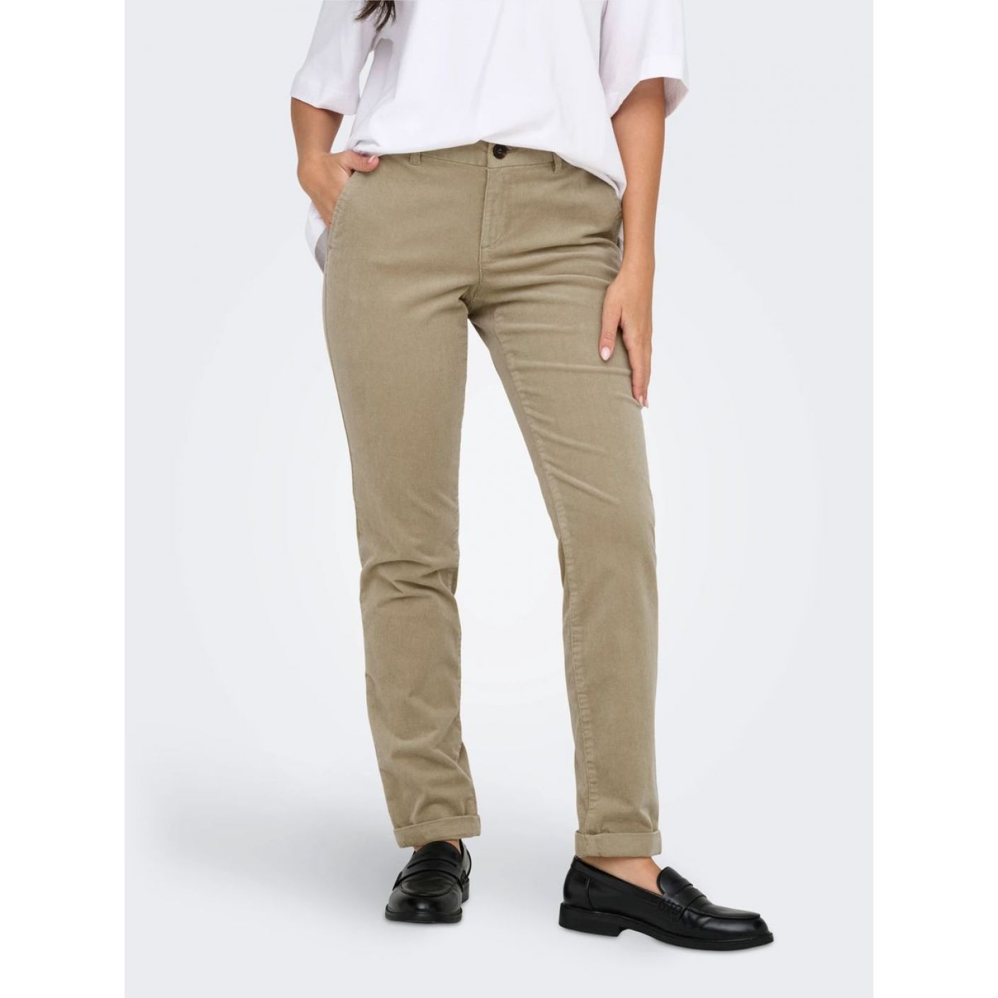 Only Pantaloni Chino Onlbiana regular fit Brown/Weathered Teak da Donna