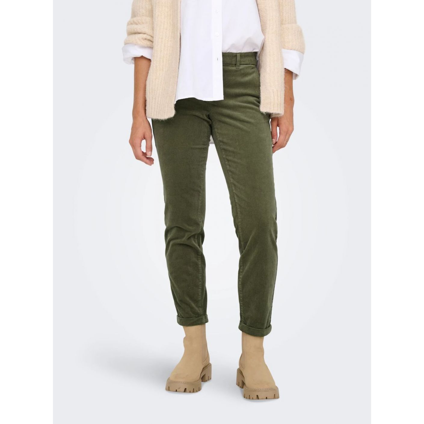 Only Damen Onlbiana Regular Fit Chinohose in Grün/Kalamata