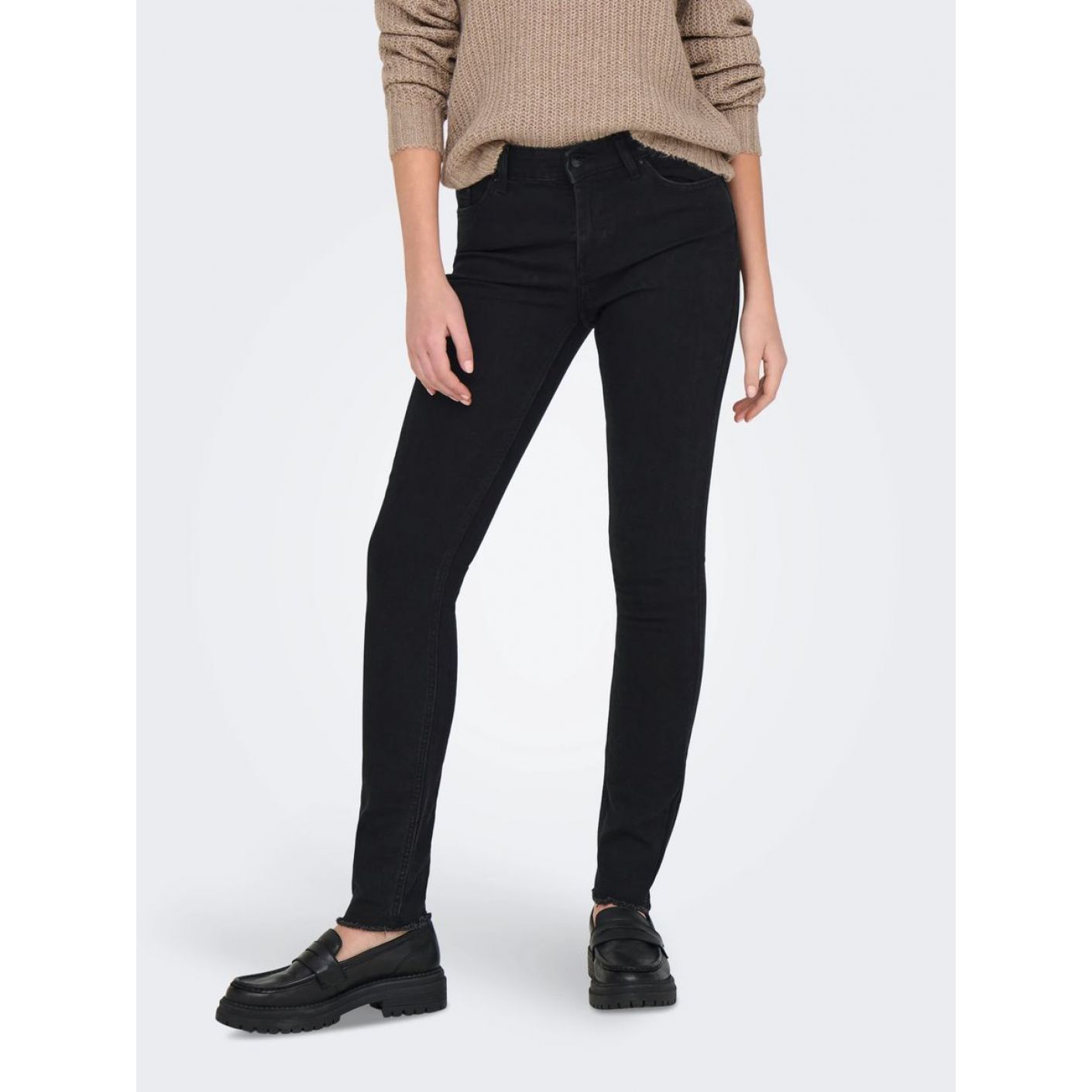 Only Jeans Onlhush skinny fit a vita media Nero da Donna