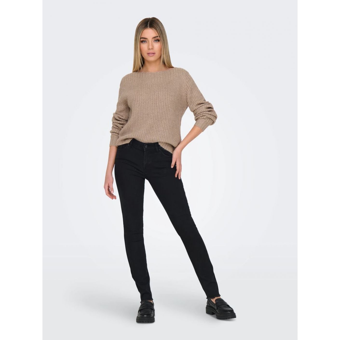 Only Jeans Onlhush skinny fit a vita media Nero da Donna